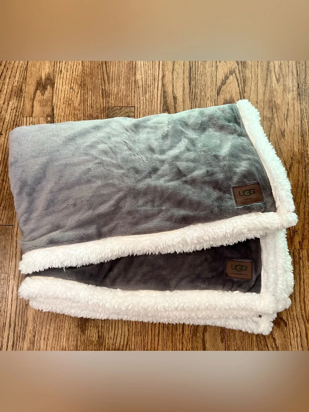 UGG Set Of 2 Luxury Reversible Faux Fur & Sherpa Pillow Shams – Charcoal Gray